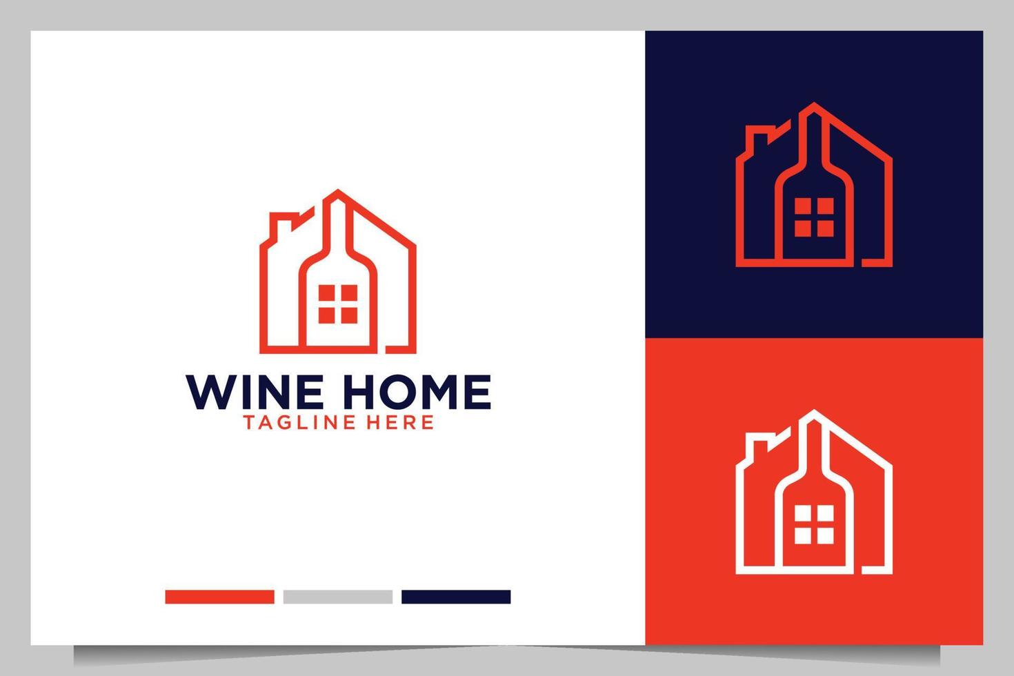 modern wine home line logo design vector