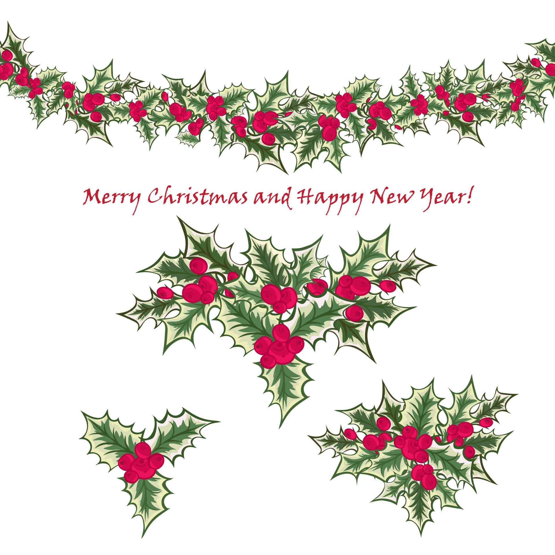 Set festive garlands of holly berry 11342705 Vector Art at Vecteezy