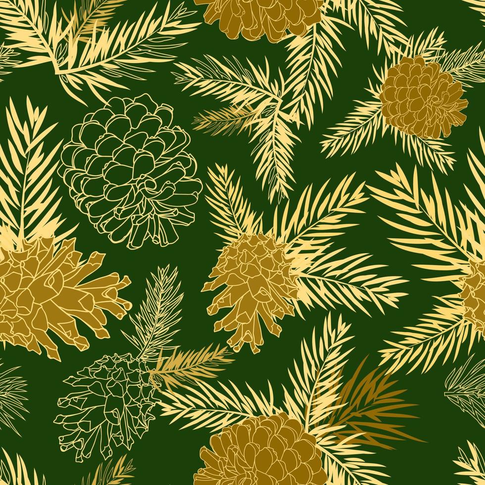 Seamless pattern with fir-cone. Christmas tree ornament vector