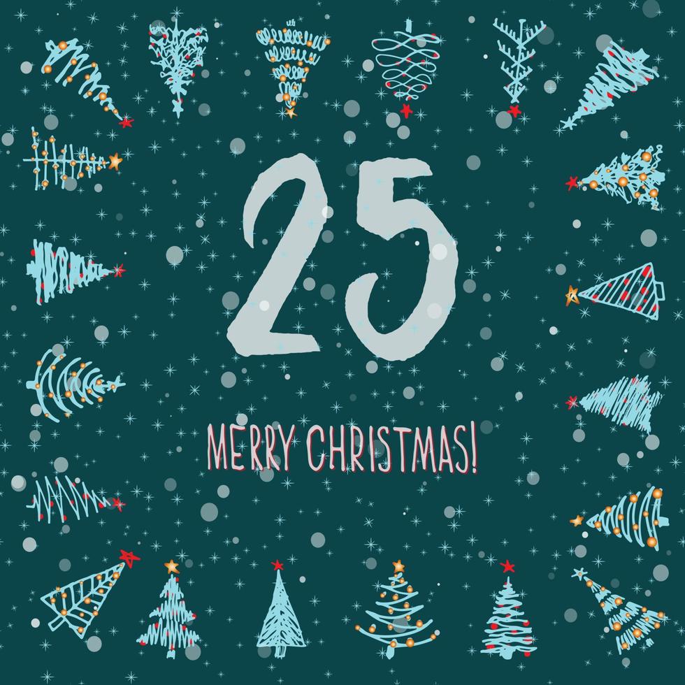 Page Advent Calendar 25 days of Christmas with space for text. vector