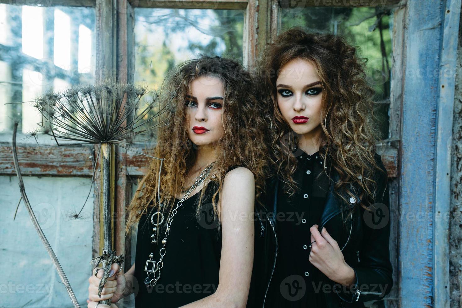 two vintage women as witches photo