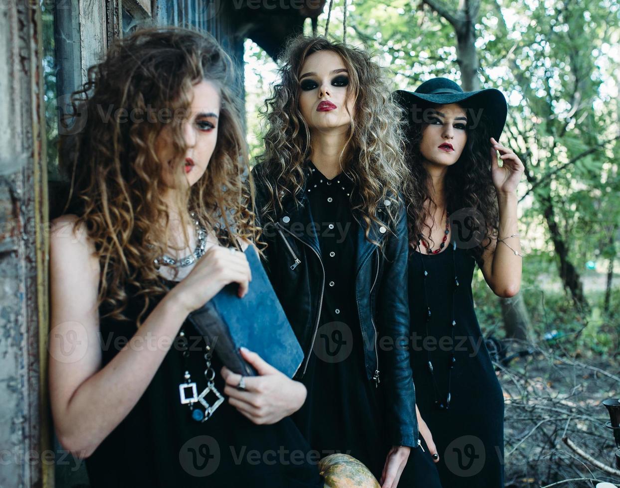 three vintage women as witches photo