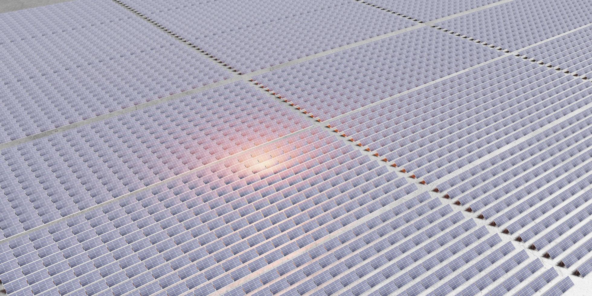 solar cell solar panel station aerial view solar power cell electricity 3d render photo