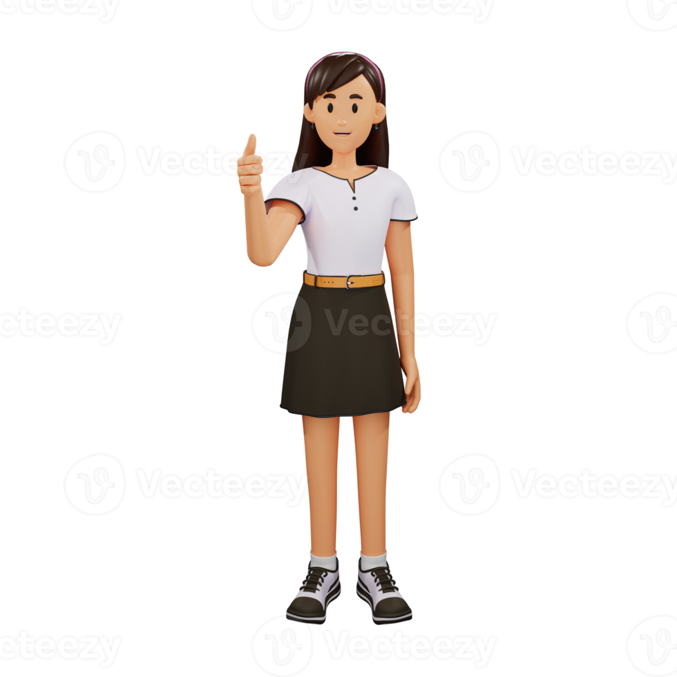 Young girl people got an idea 3d character illustration png