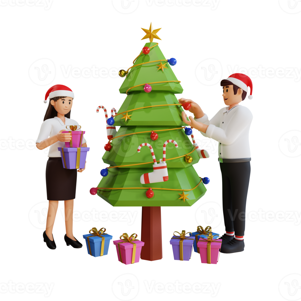 3d employee character illustration new year christmas party png