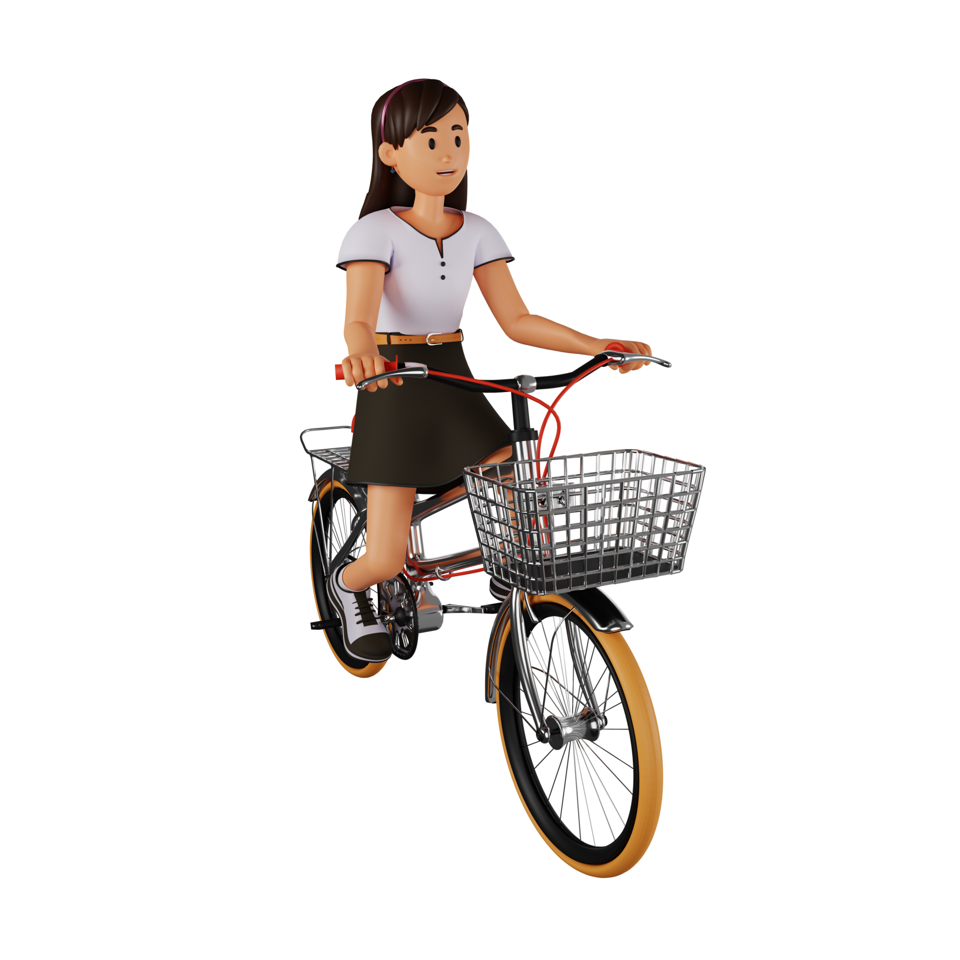 Free Young woman riding bicycle 3d cartoon character illustration 11343647  PNG with Transparent Background