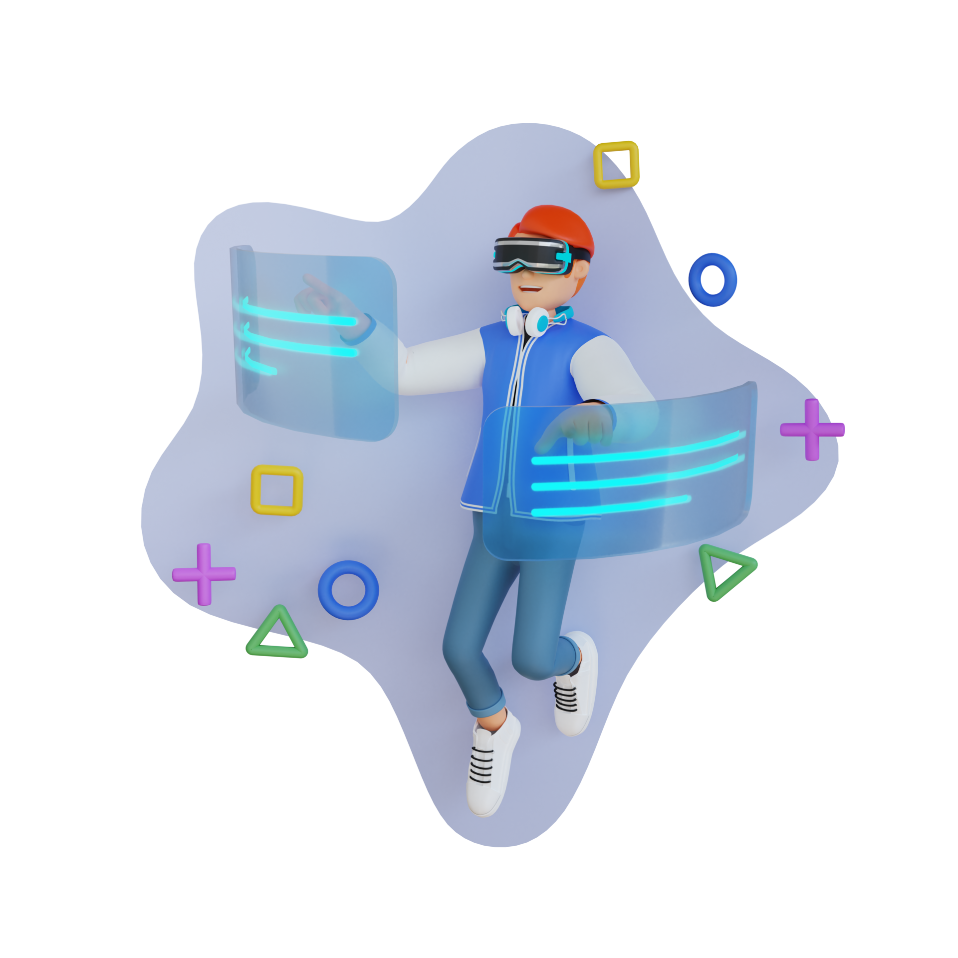 man playing virtual reality games 3d character illustration 11343654 PNG