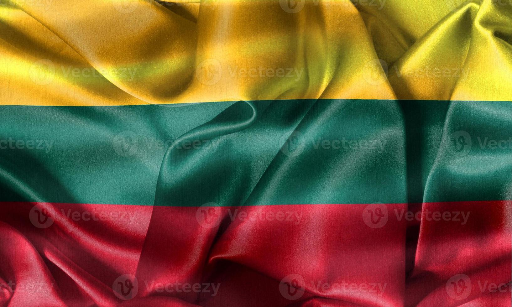 3D-Illustration of a Lithuania flag - realistic waving fabric flag photo