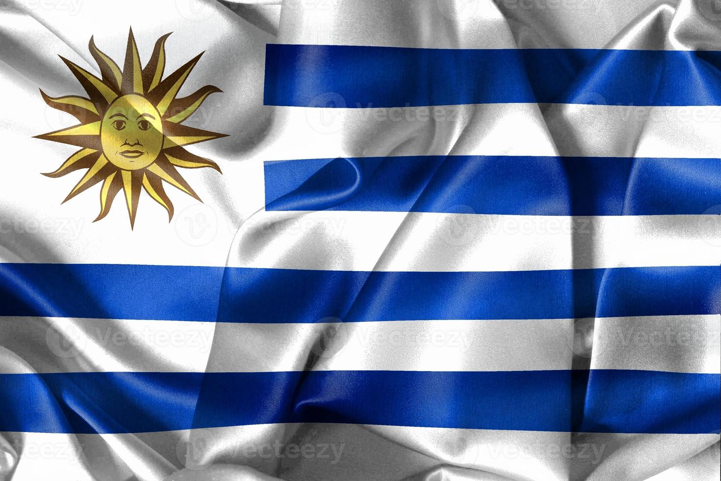 3D-Illustration of a Uruguay flag - realistic waving fabric flag photo