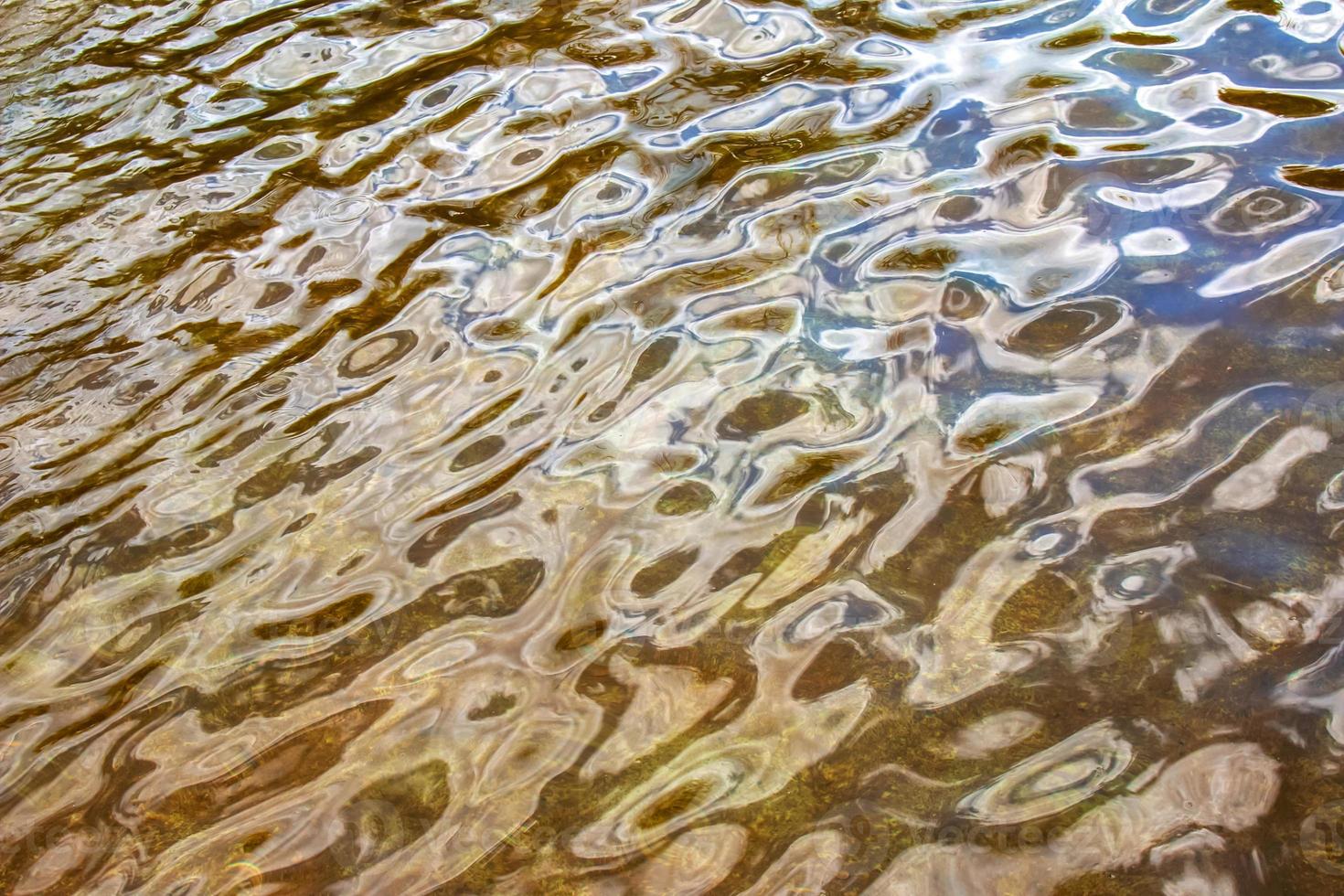 Fondo de textura de ondulación de agua. superficie de agua ondulada durante la puesta de sol, luz dorada reflejada en el agua. foto