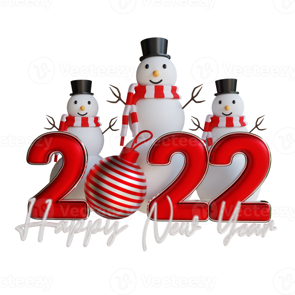 3d snowman character illustration new year 2022 christmas party png
