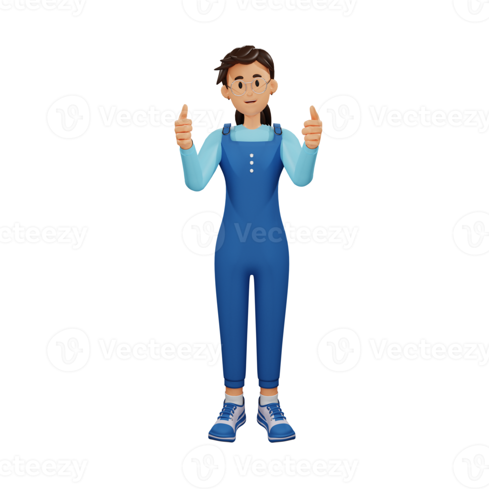 Young girl with glasses got an idea 3d character illustration png