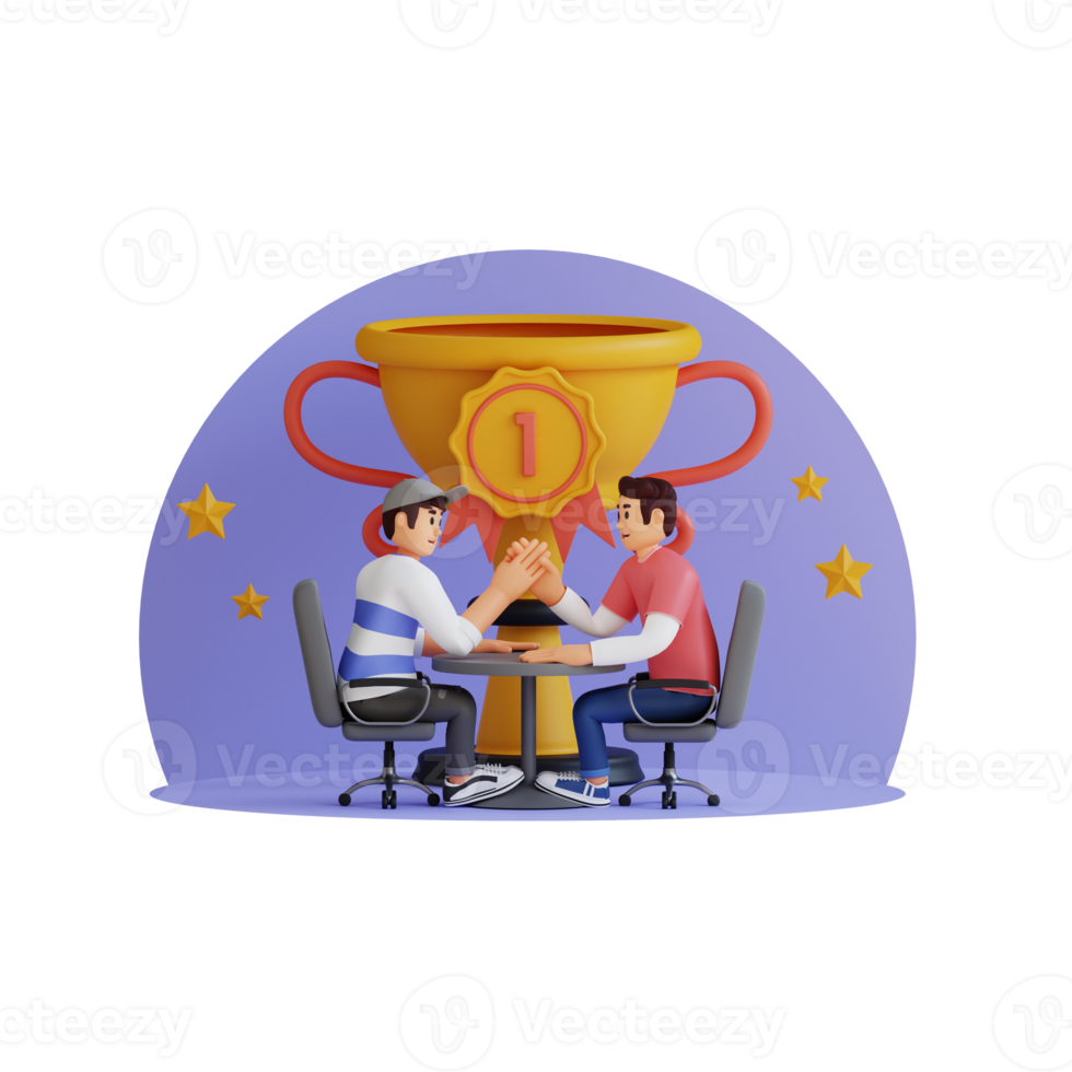 two man doing high five 3d character illustration png
