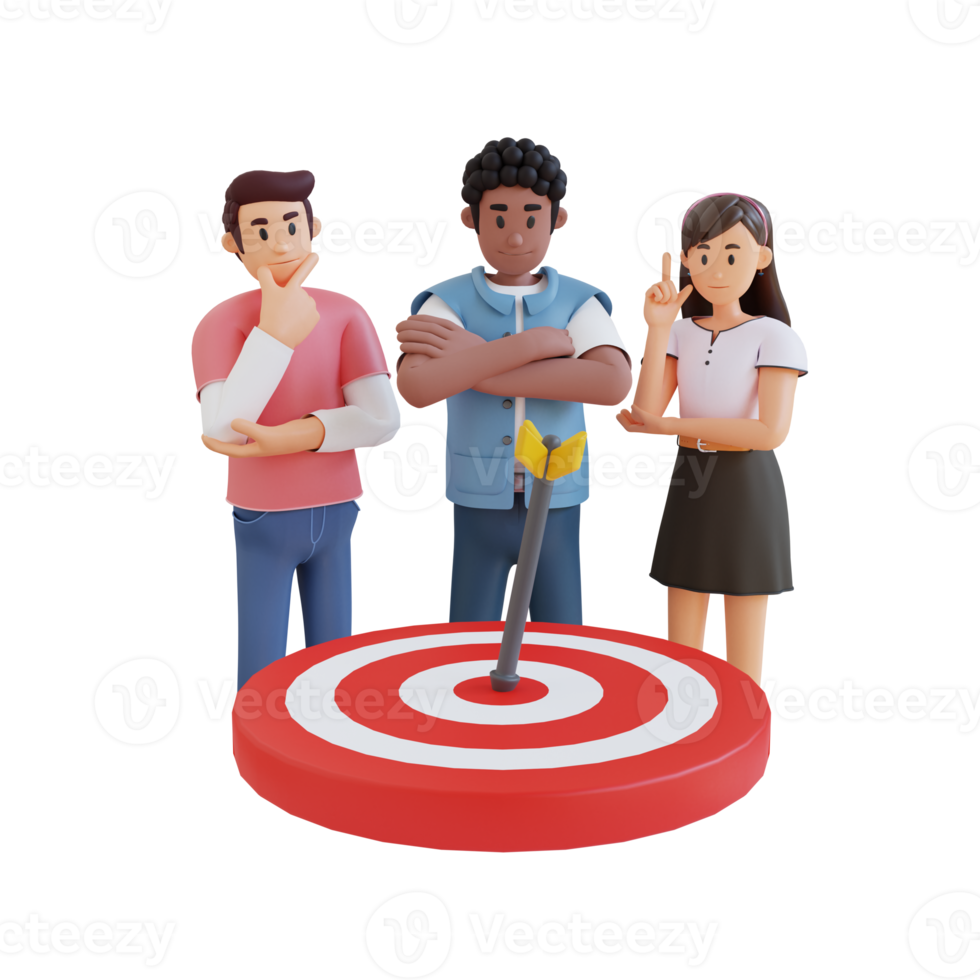 teenager looking at the target 3D character illustration png