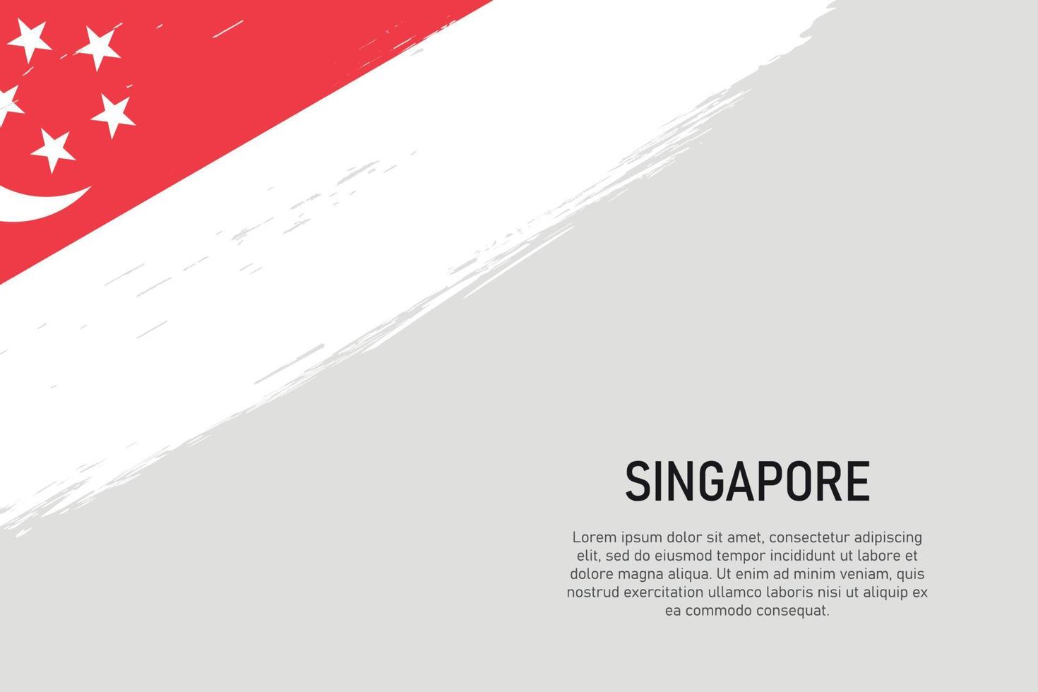 Fondo de trazo de pincel de estilo grunge con bandera de Singapur vector