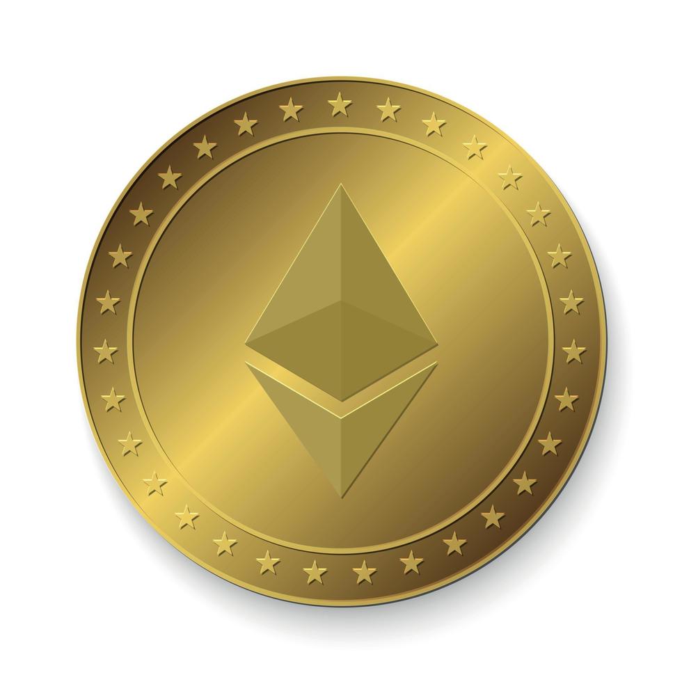 Ethereum golden coin vector