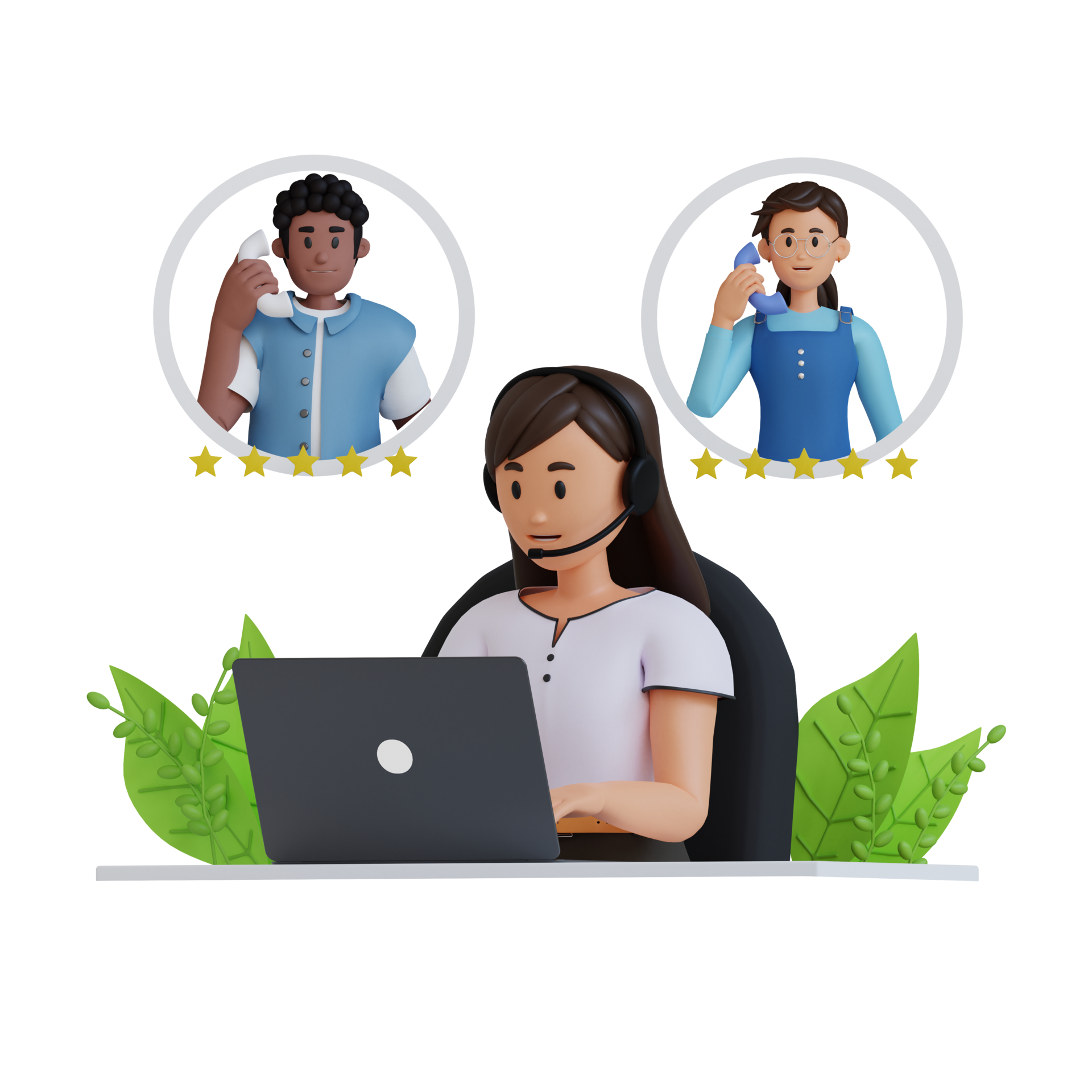 female customer service talking to a client 3d character illustration 11344611 PNG