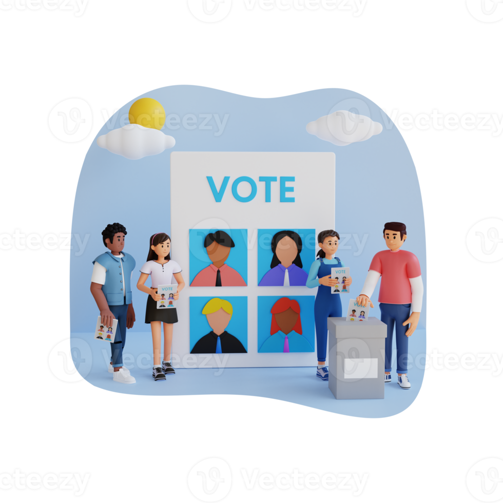 adolescents faisant voter illustration de personnage 3d png