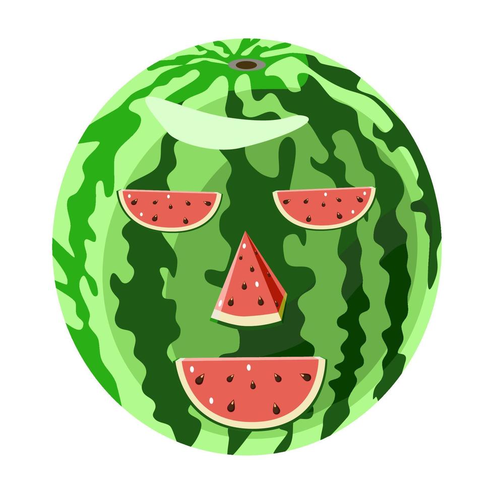 Watermelon fanny face in flat technique vector