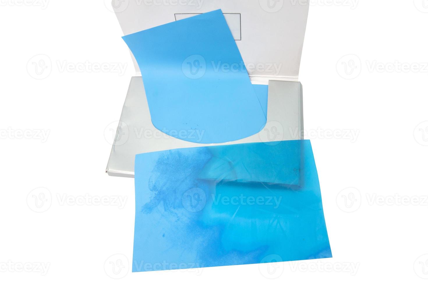 Blue Oil blot sheet paper for remove excess oil on oily face isolated