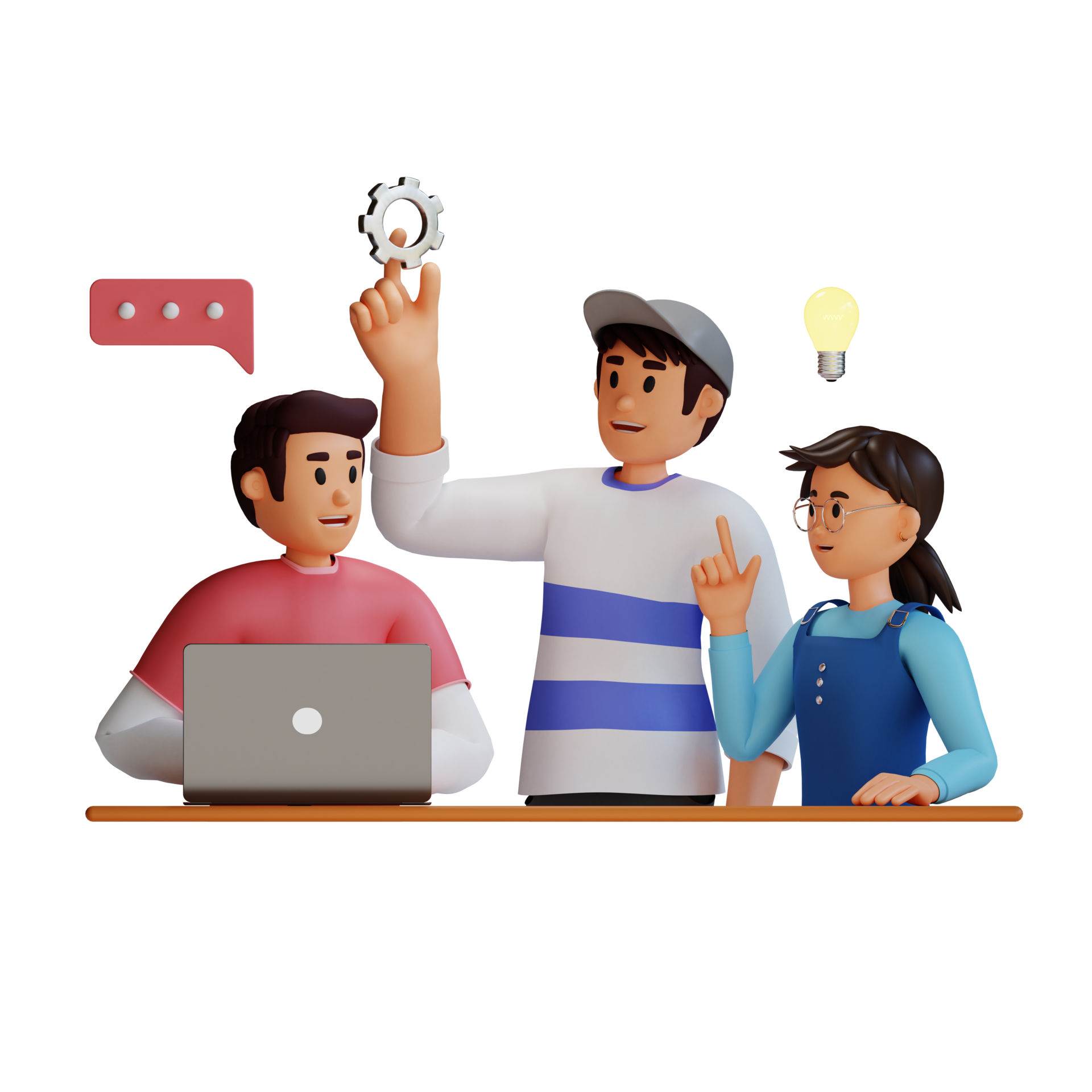 Teenage doing discussion 3d cartoon character illustration 11345041 PNG