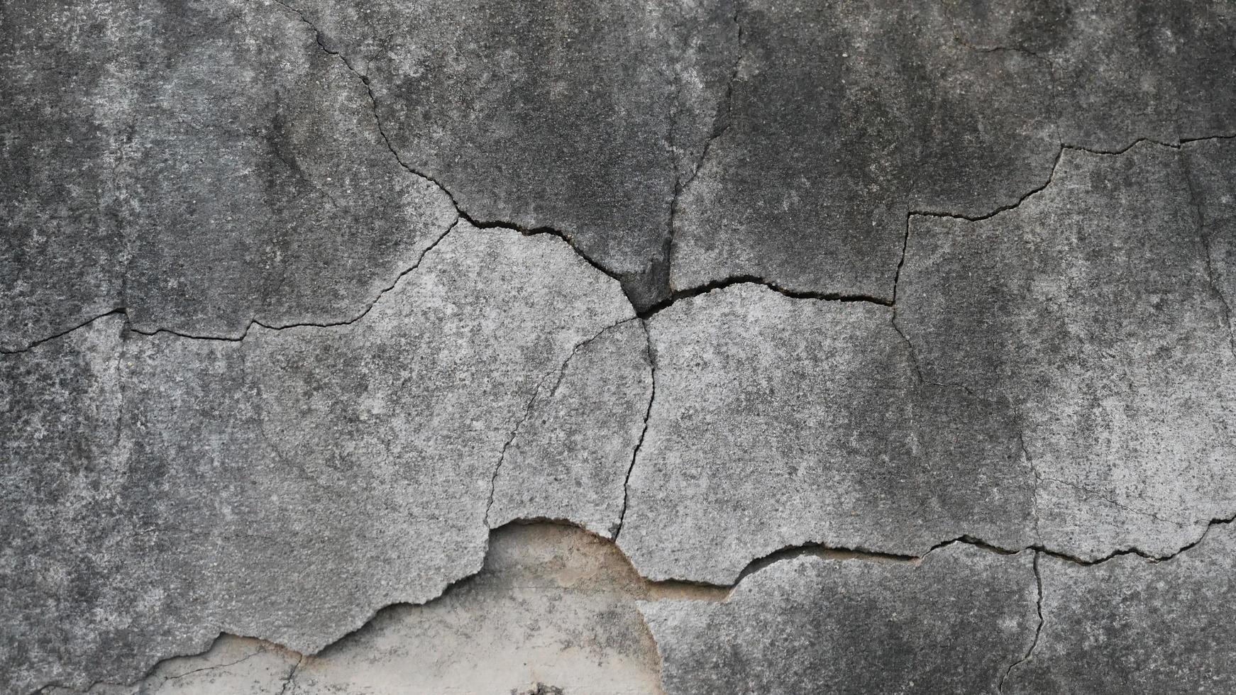 The old cement wall was weathered, the surface was scratched, the surface was scratched and damaged. For a mysterious retro-conservative background. photo