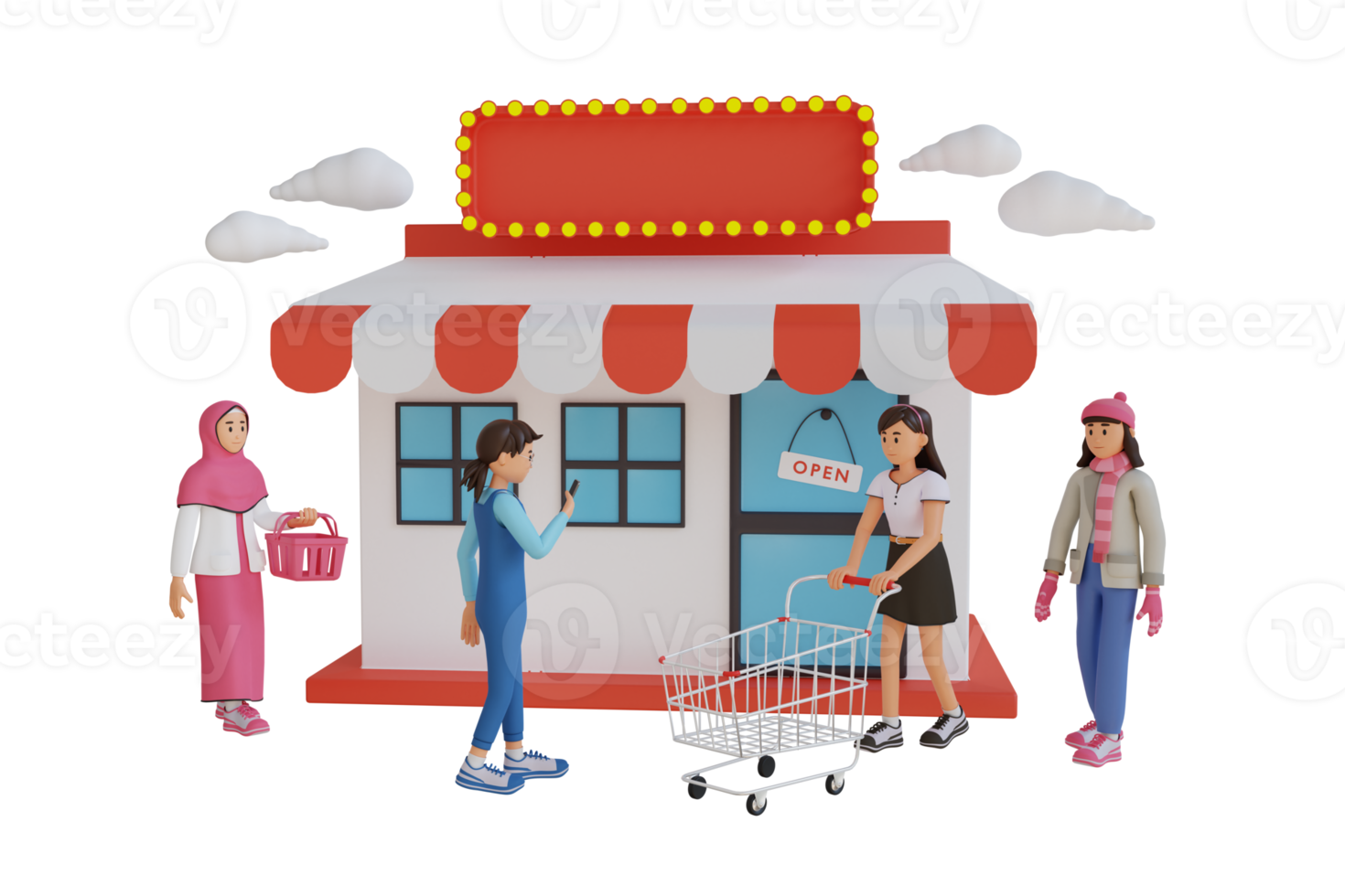 teenager shopping in the store 3d character illustration png