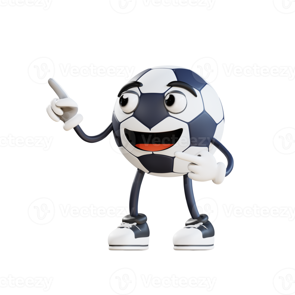 football mascot with pointing finger 3d character illustration png