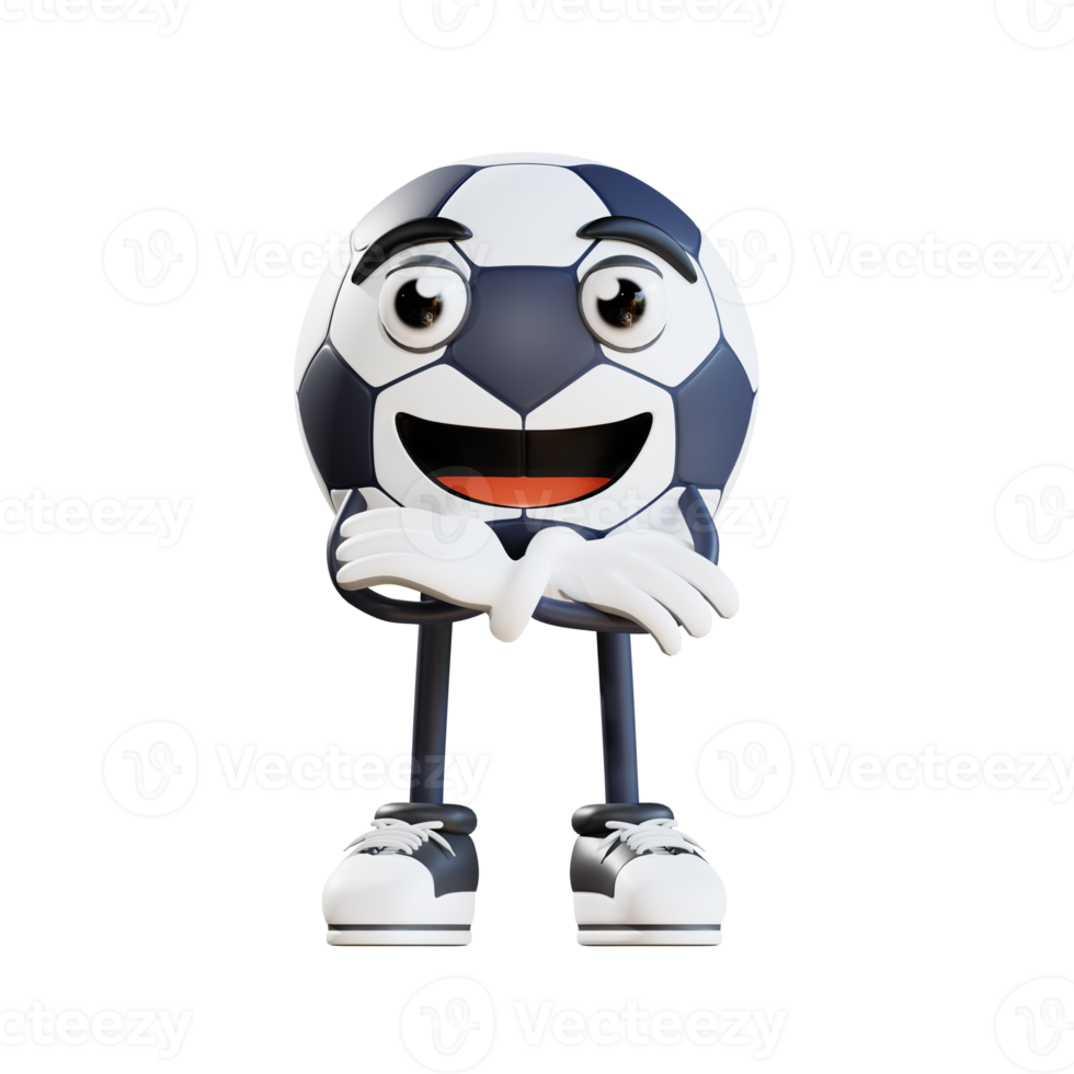 football mascot crossed arms 3d character illustration png