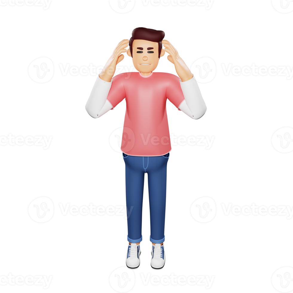 Young people dizzy 3d character illustration png