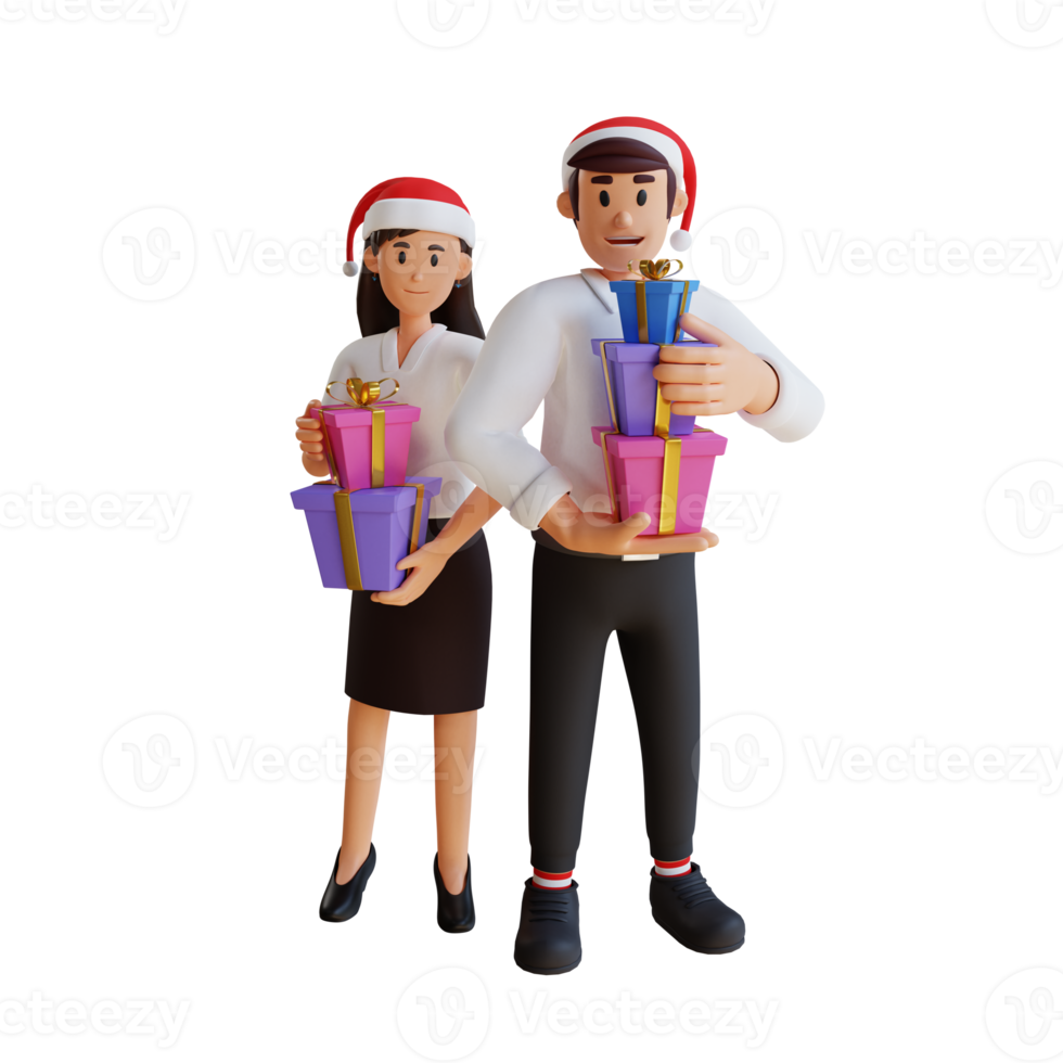 3d employee character illustration new year christmas party png