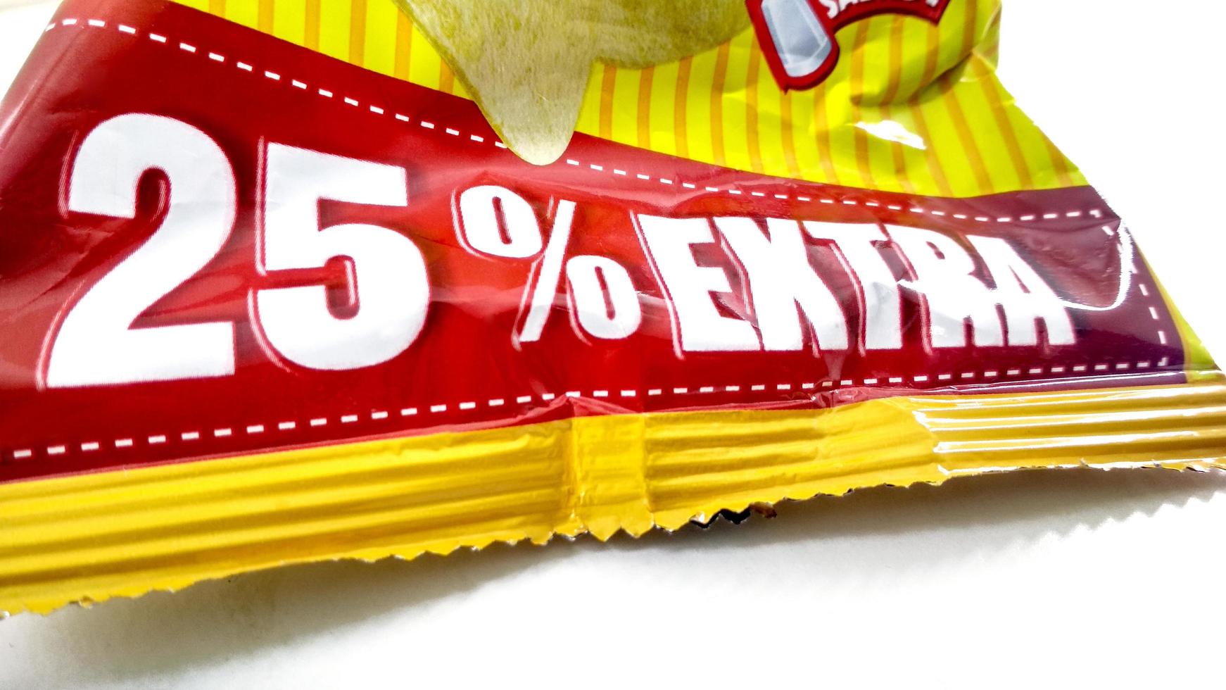 Packets of chips. Indian brand Haldirams packaged food. photo