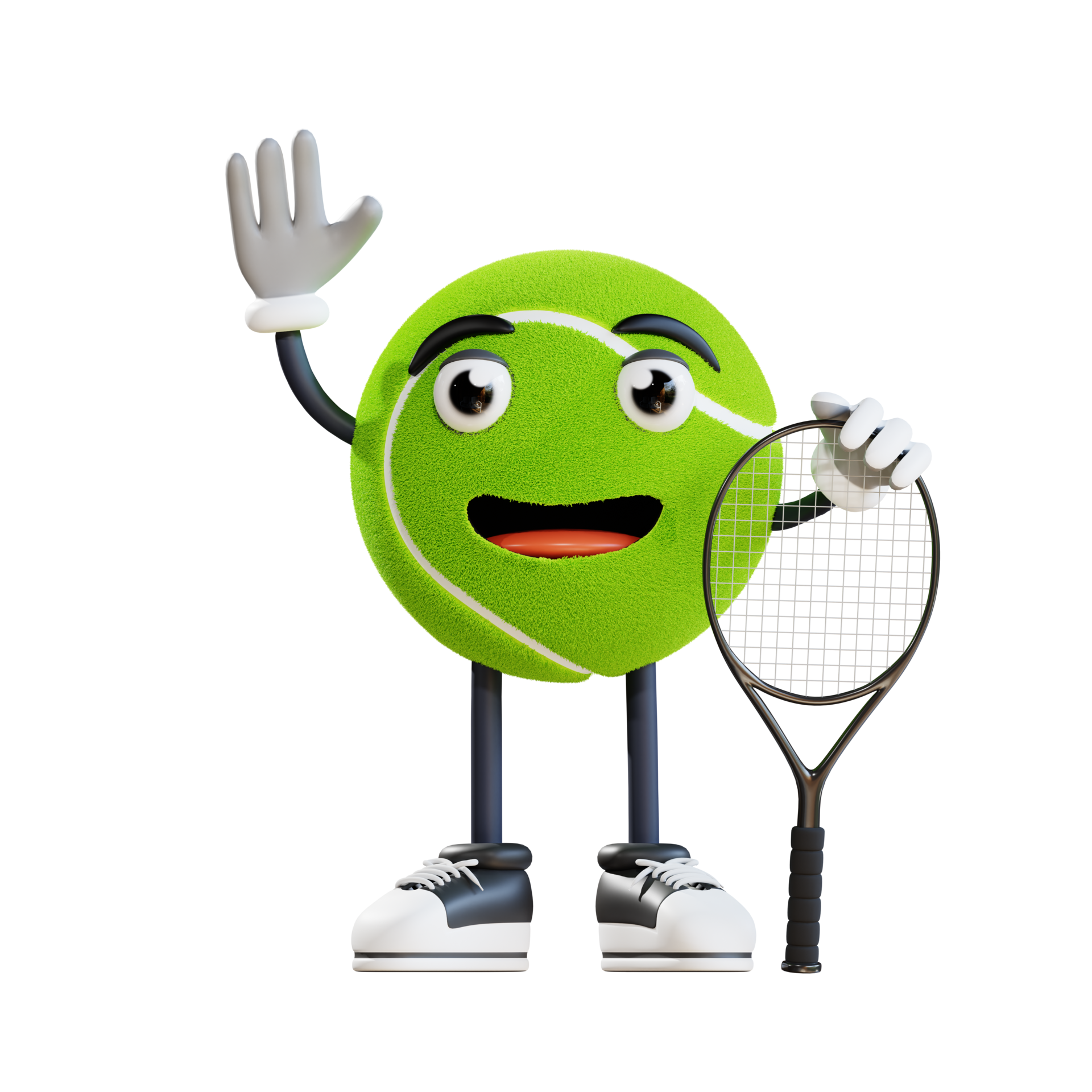 tennis ball mascot say hello 3d character illustration 11345386 PNG