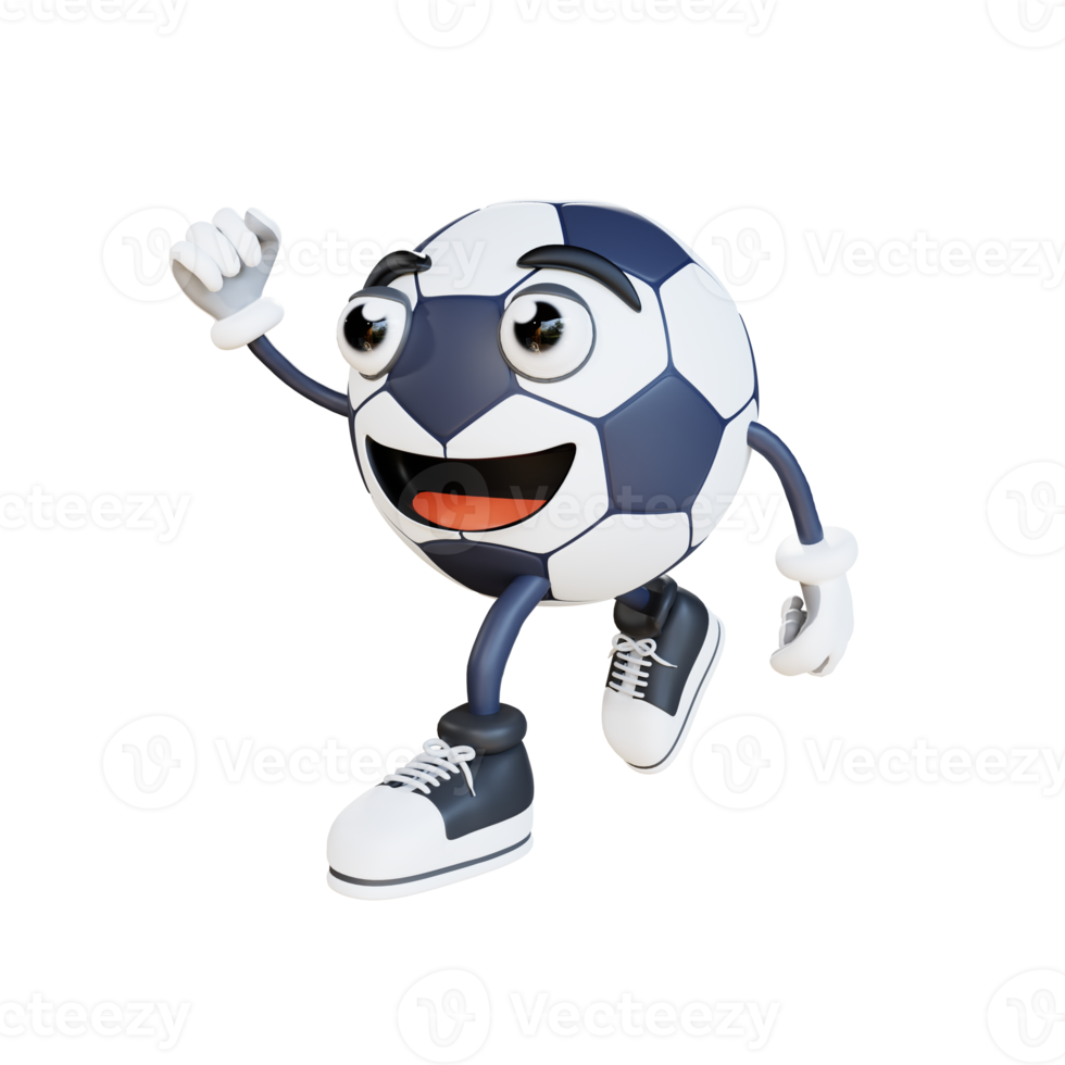 football mascot running 3d character illustration png