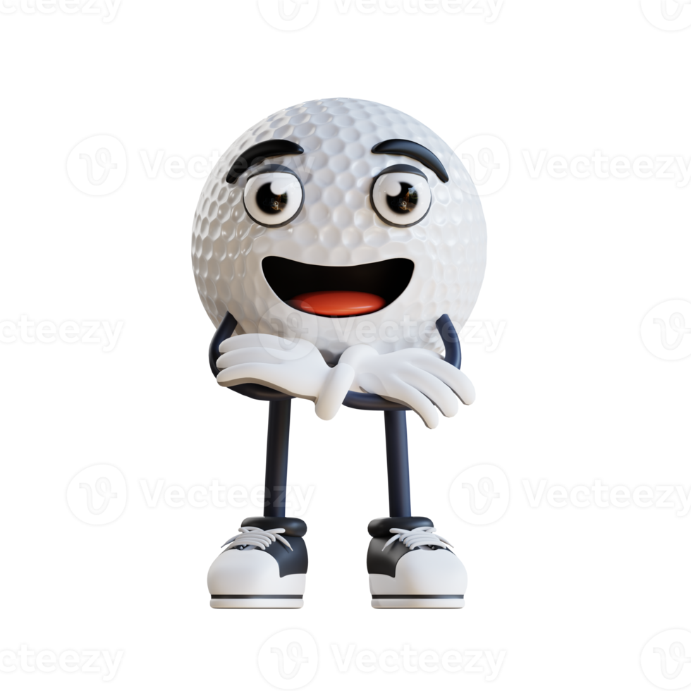 golf ball mascot crossed arm 3d character illustration png