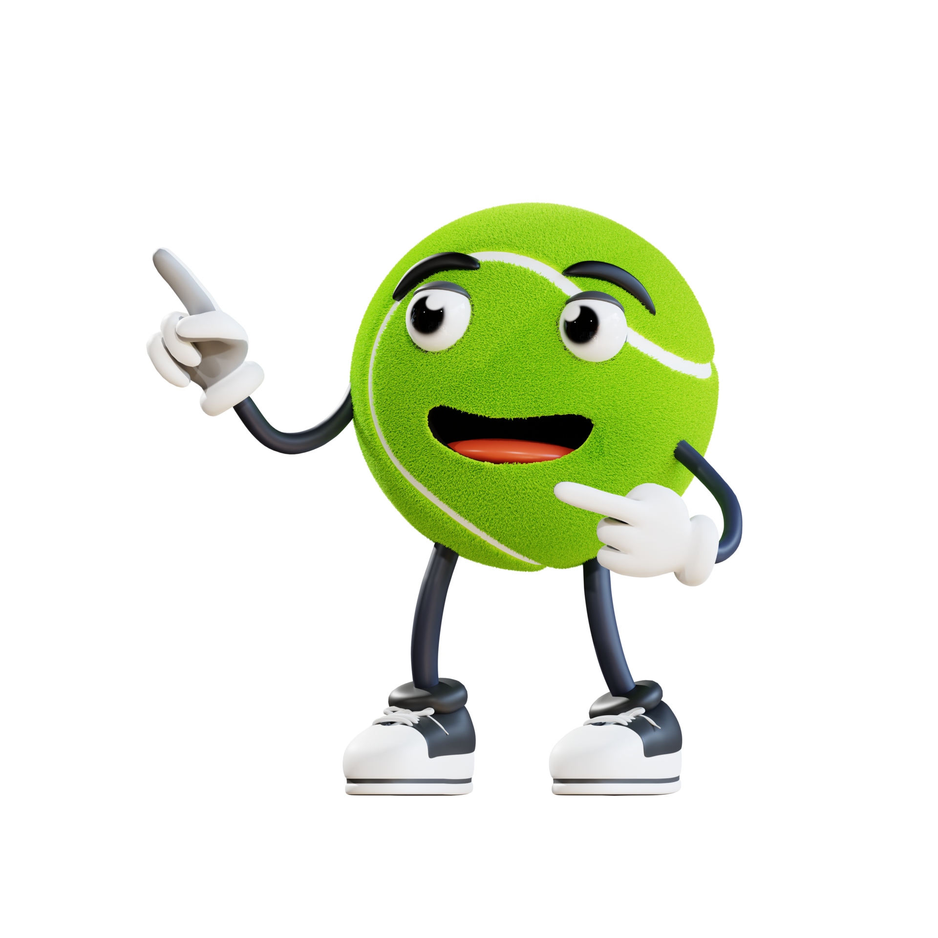 tennis ball mascot pointing top left 3d character illustration 11345393 PNG