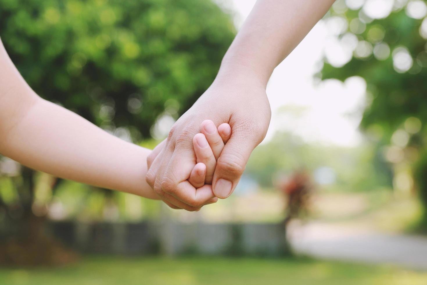 Children's hands with the warmth of mother's care photo