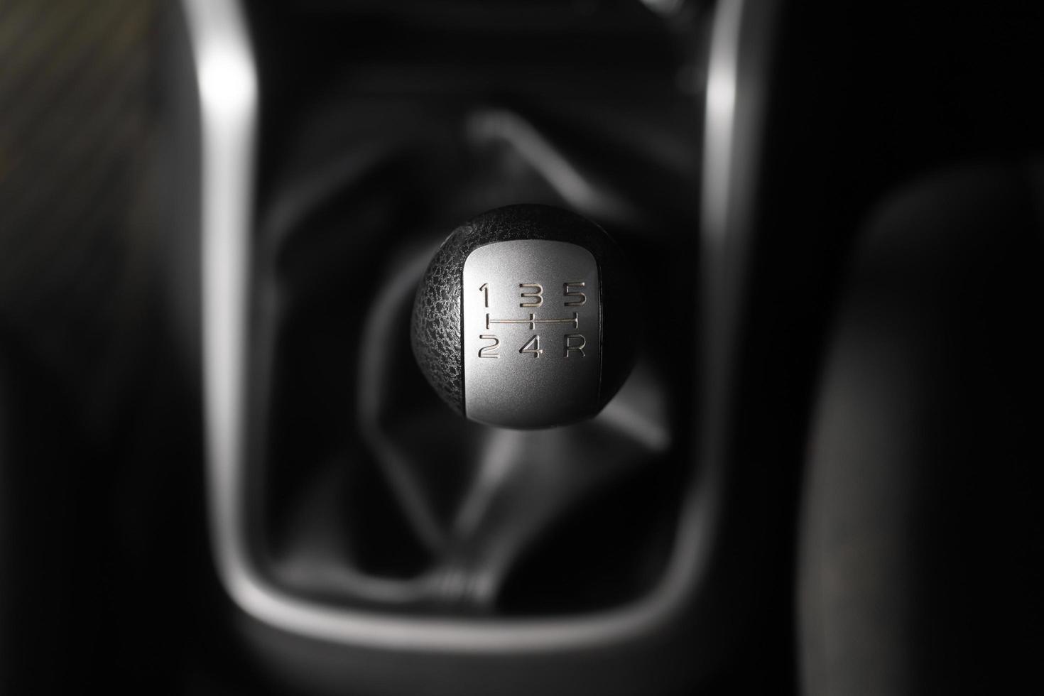 Manual Transmission Driving. Modern Car with control 6 speed gear stick. photo