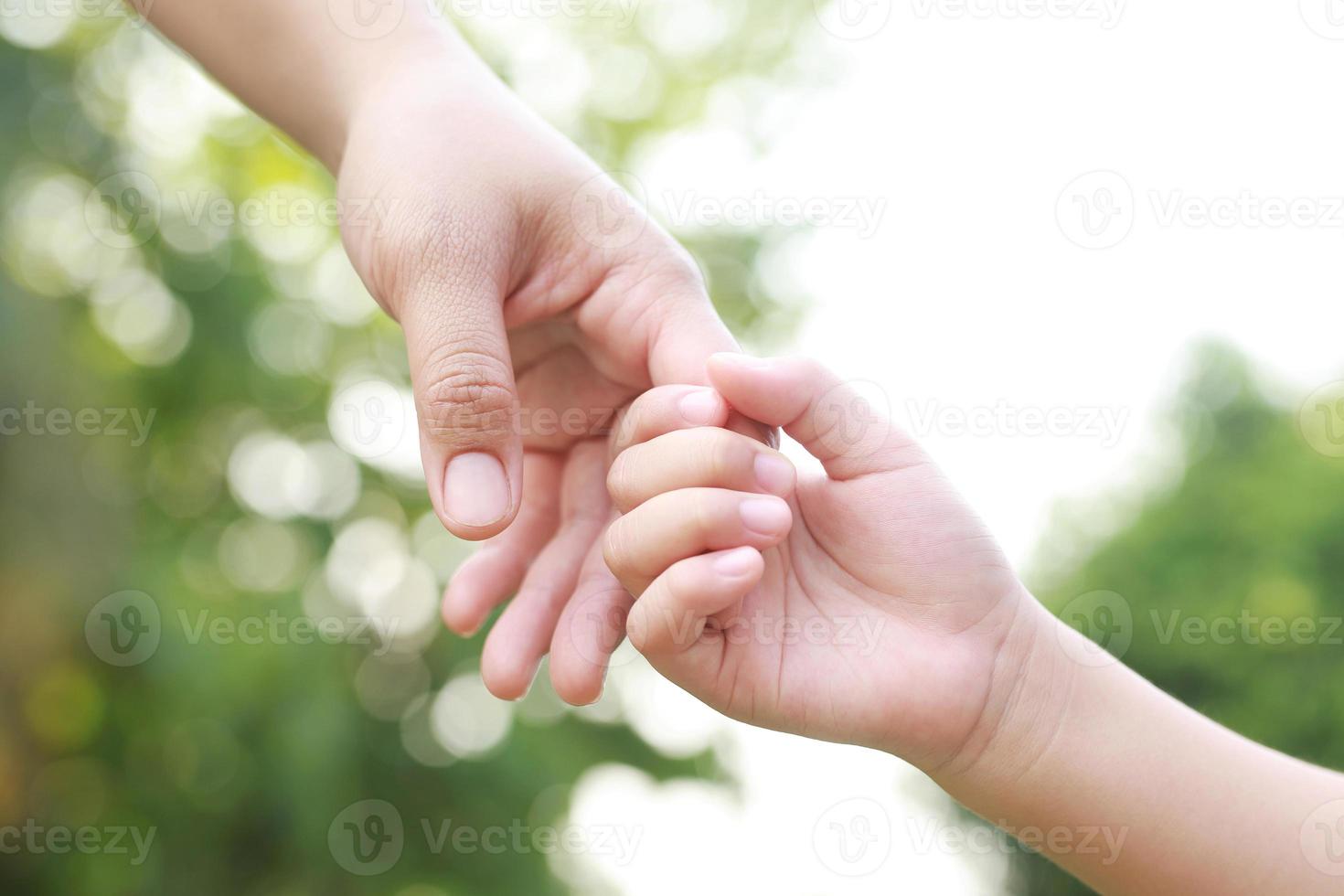 Children's hands with the warmth of mother's care photo