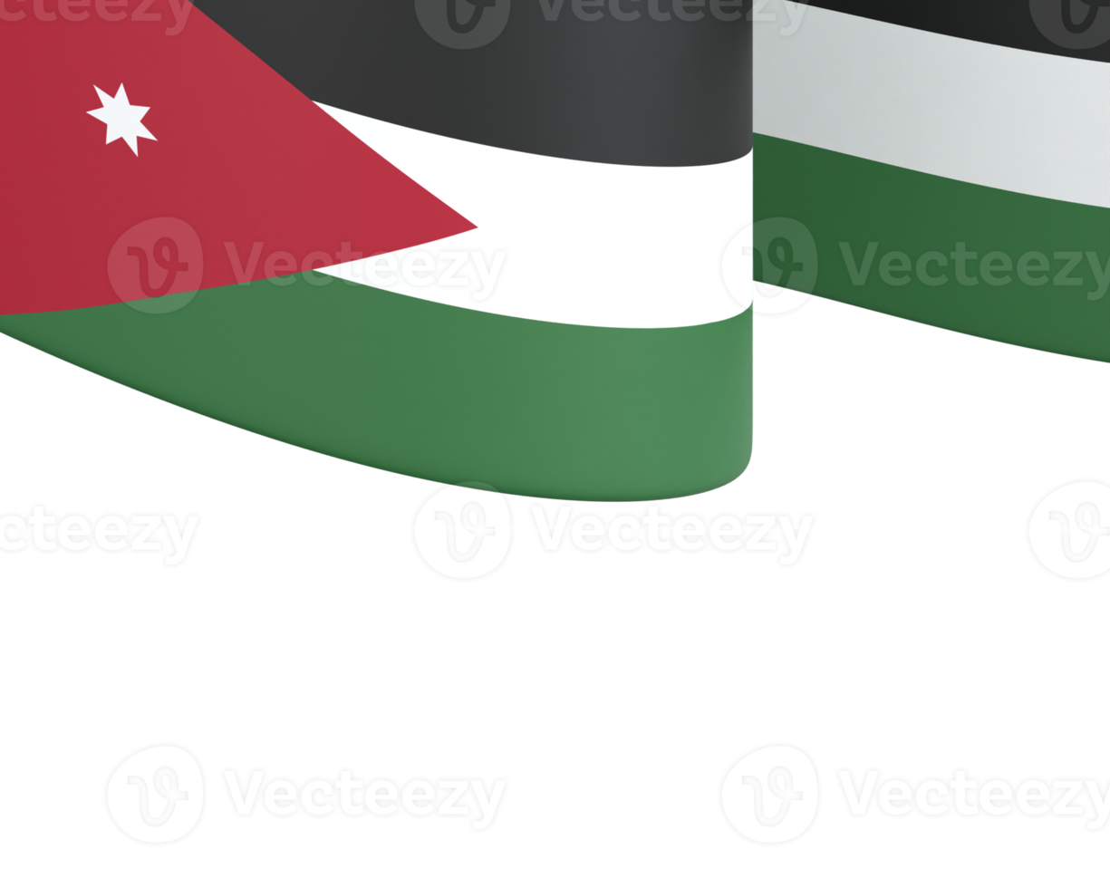 drapeau de la jordanie conception de la fête de l'indépendance nationale élément de bannière fond transparent png