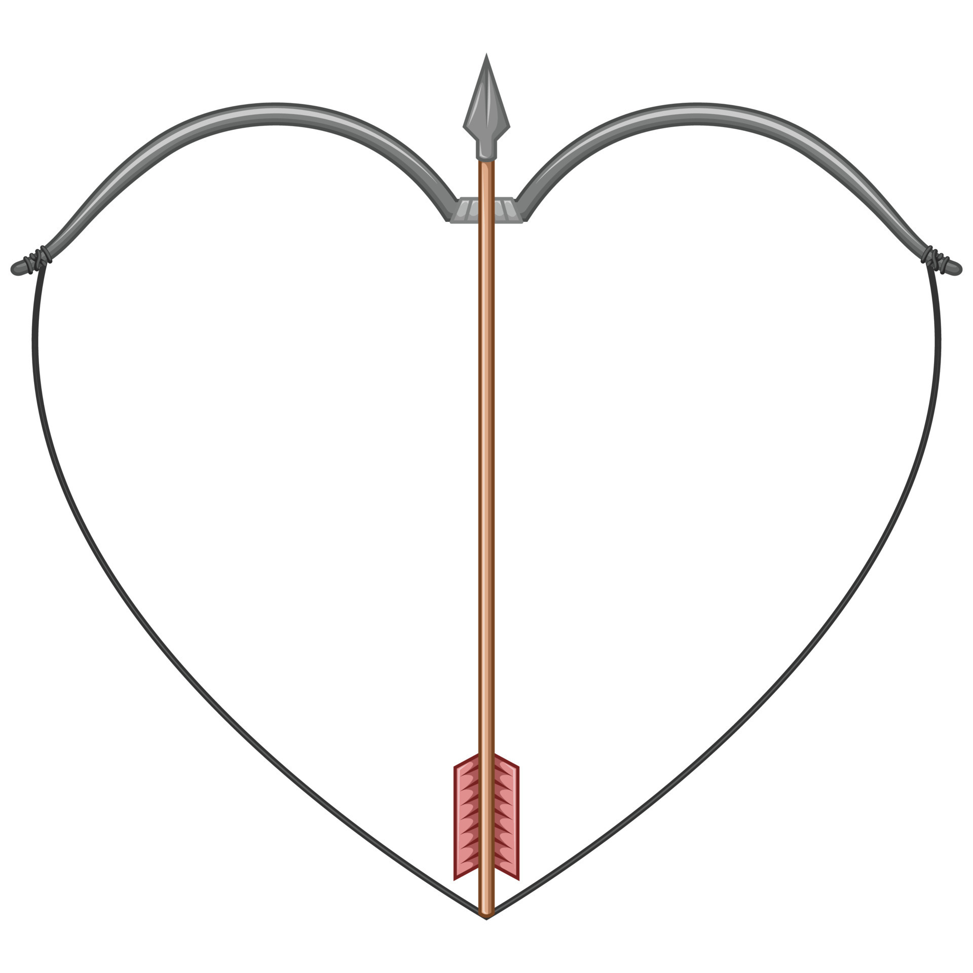 Valentine bow and arrow vector design, bow and arrow with heart shape