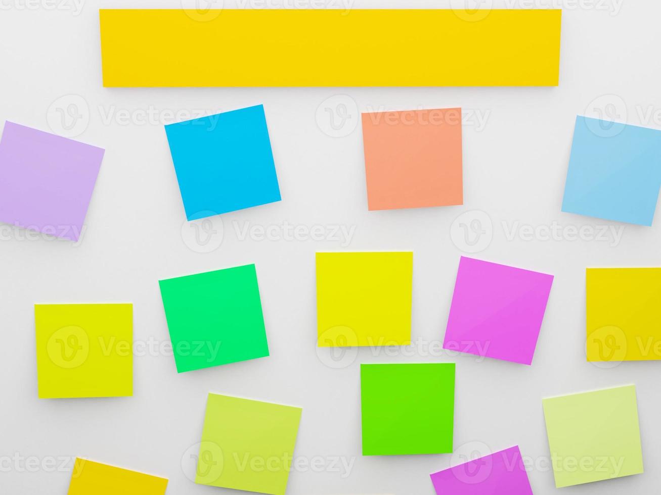 3D rendering for beautiful colorful background, anti-forgotten note paper on the wall. with copyspace photo