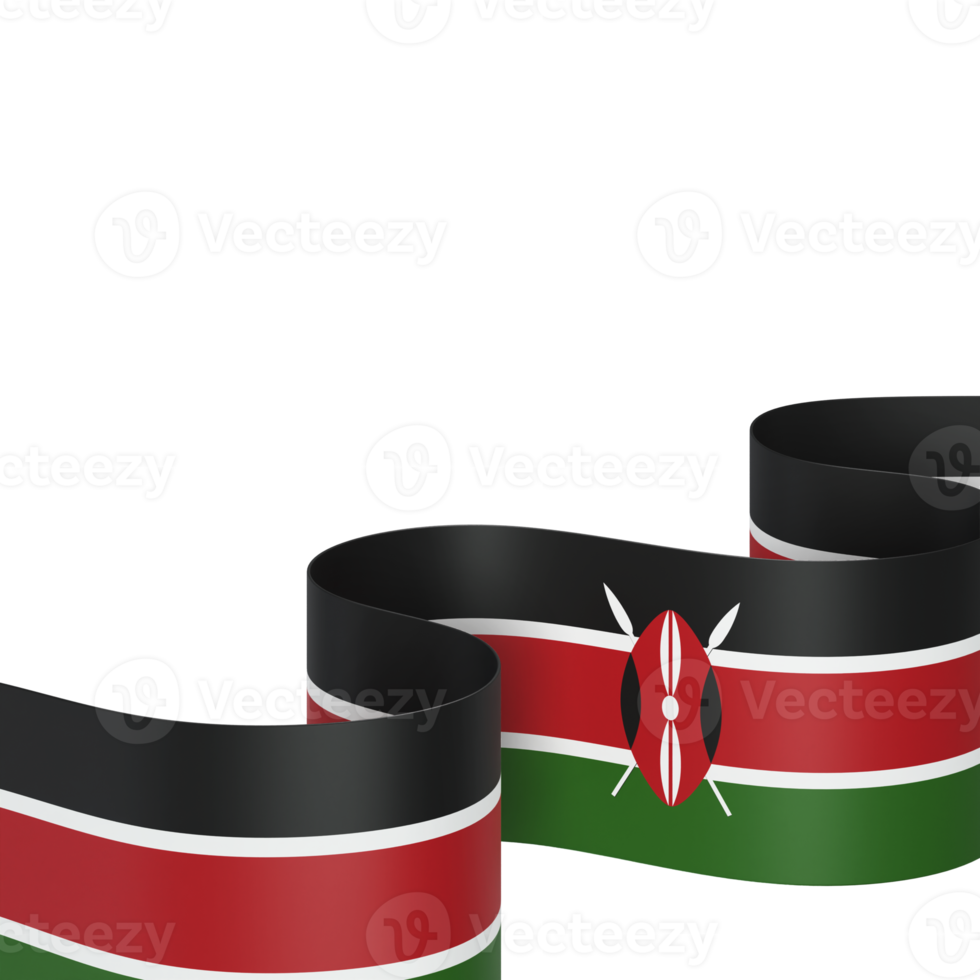 Kenya flag design national independence day banner element transparent background png
