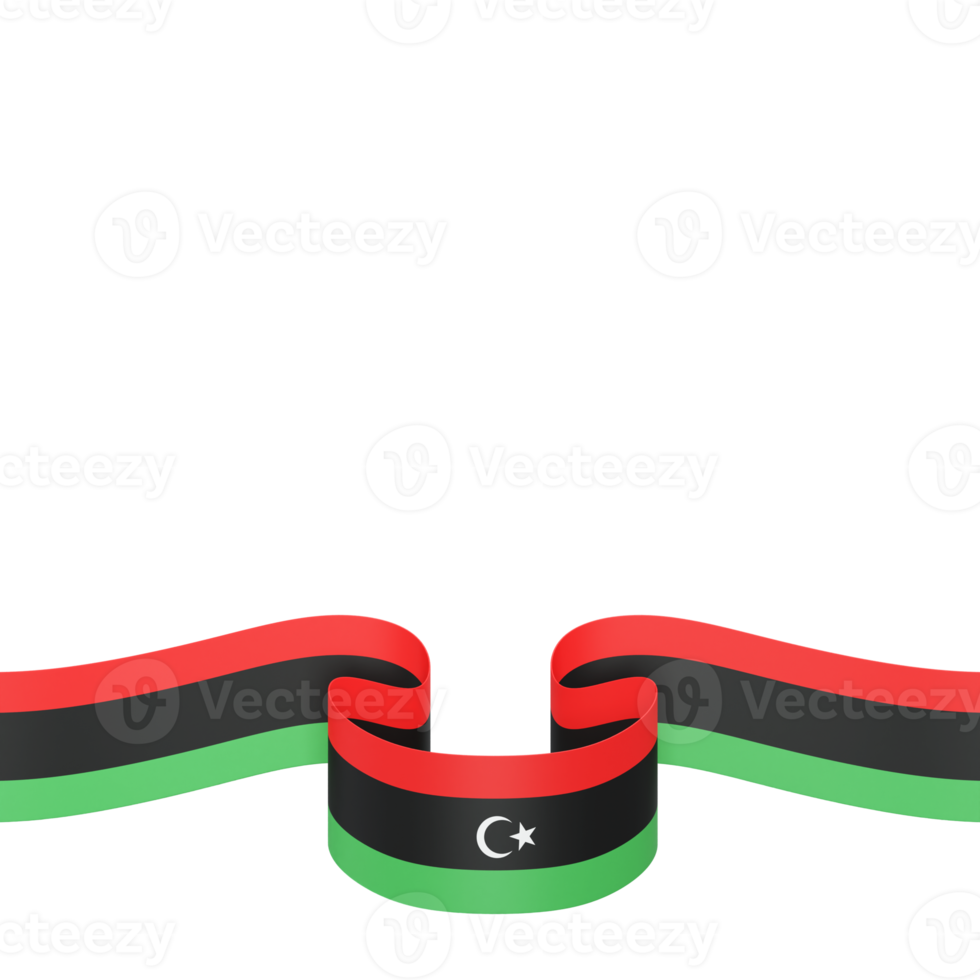 Libya flag design national independence day banner element transparent background png