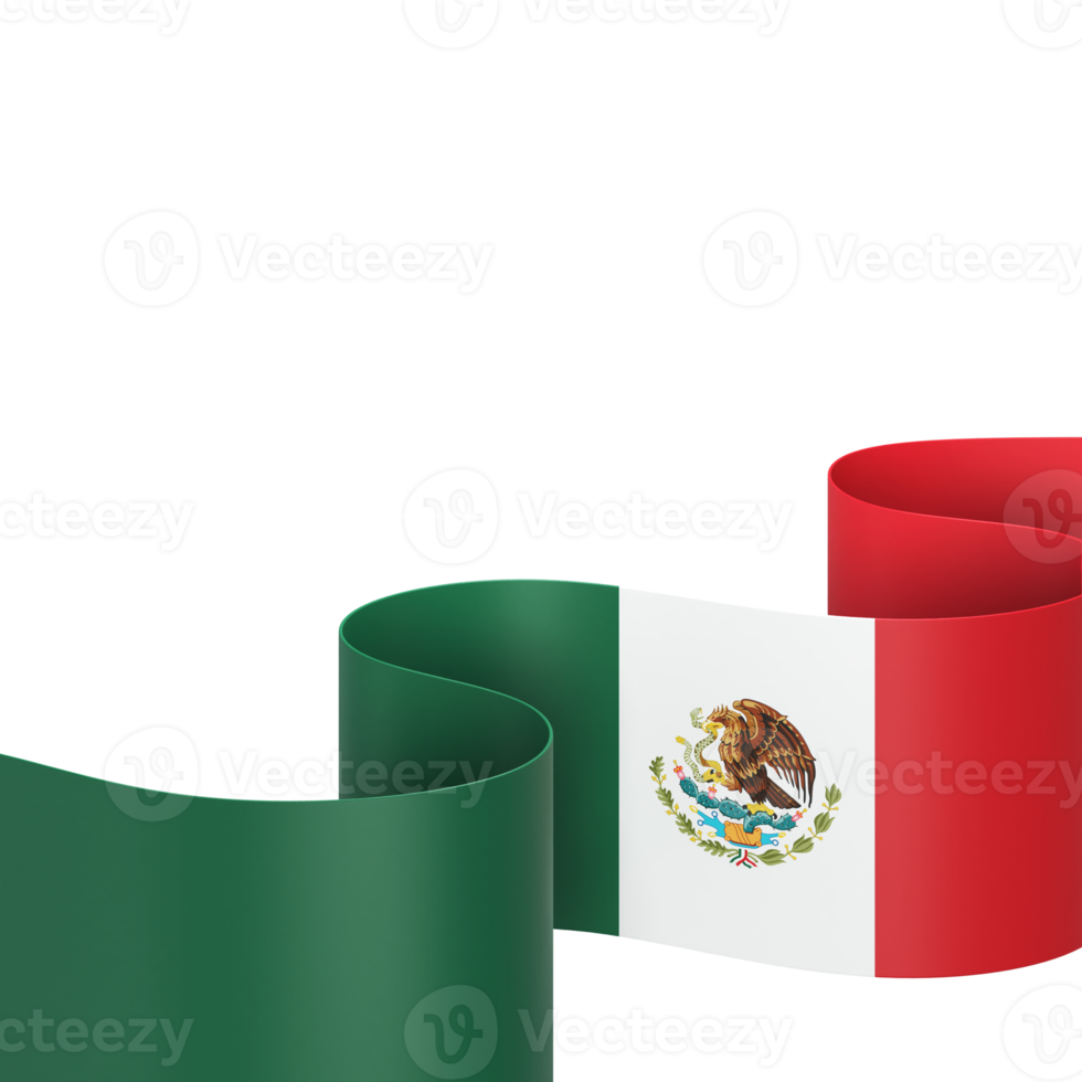 Mexico flag design national independence day banner element transparent background png