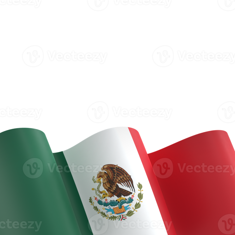 Mexico flag design national independence day banner element transparent background png