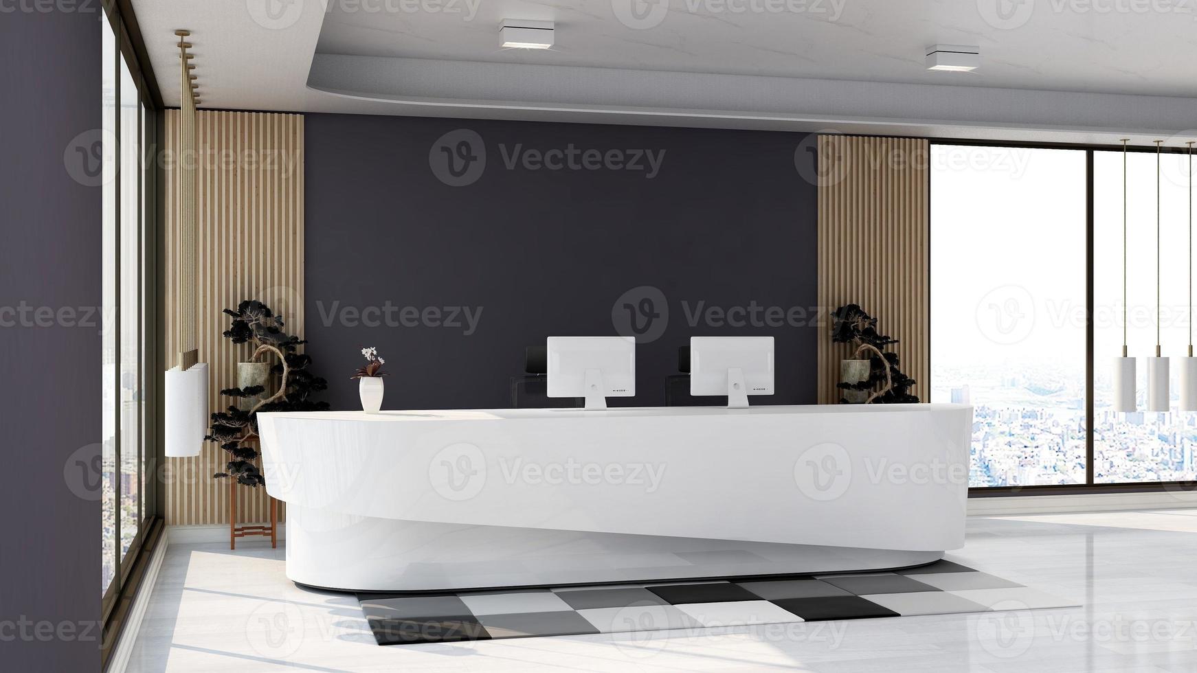 3D Render Reception Room - modern minimalist interior design concept photo