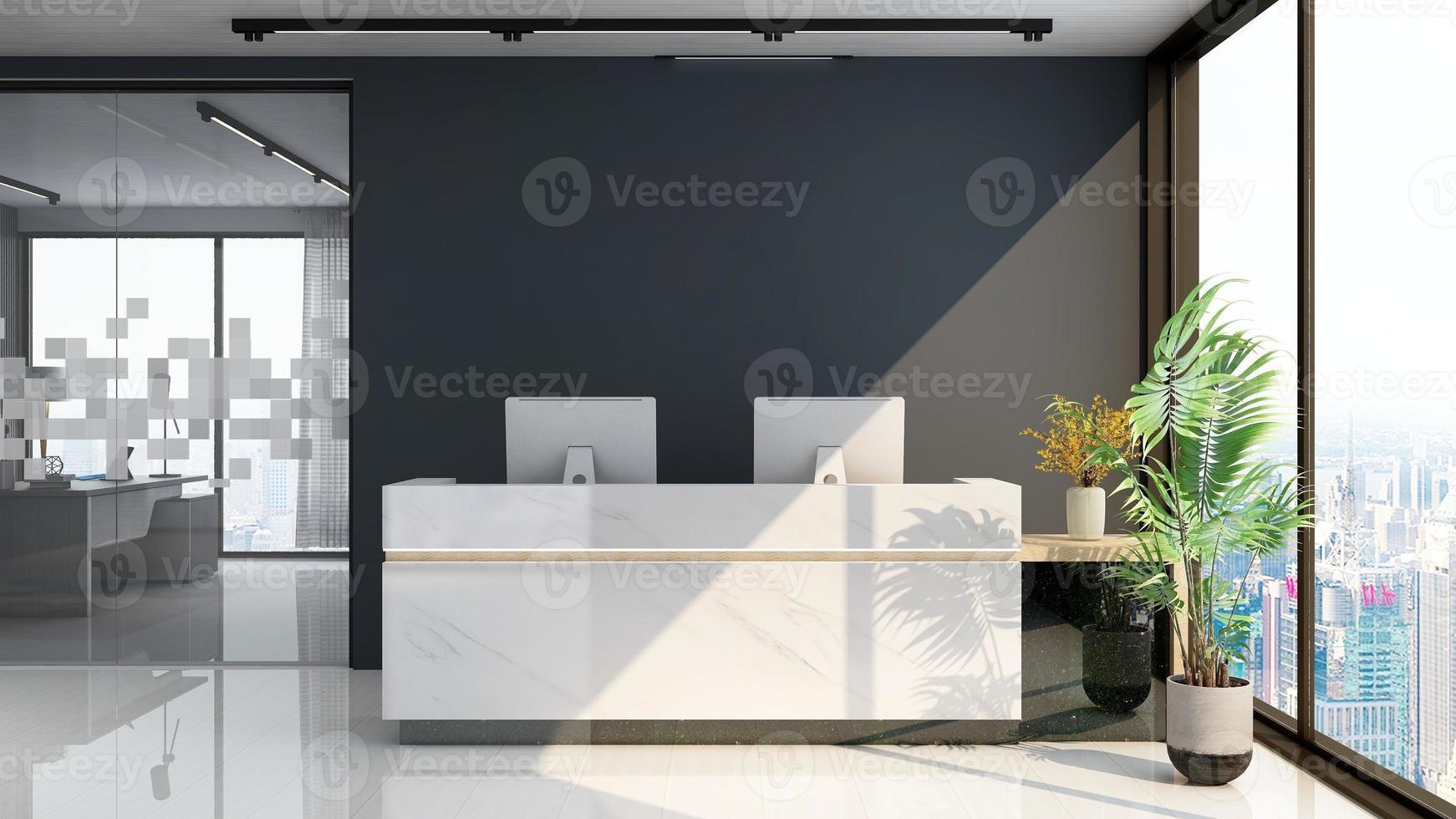 3D Render Reception Room - modern minimalist interior design concept photo