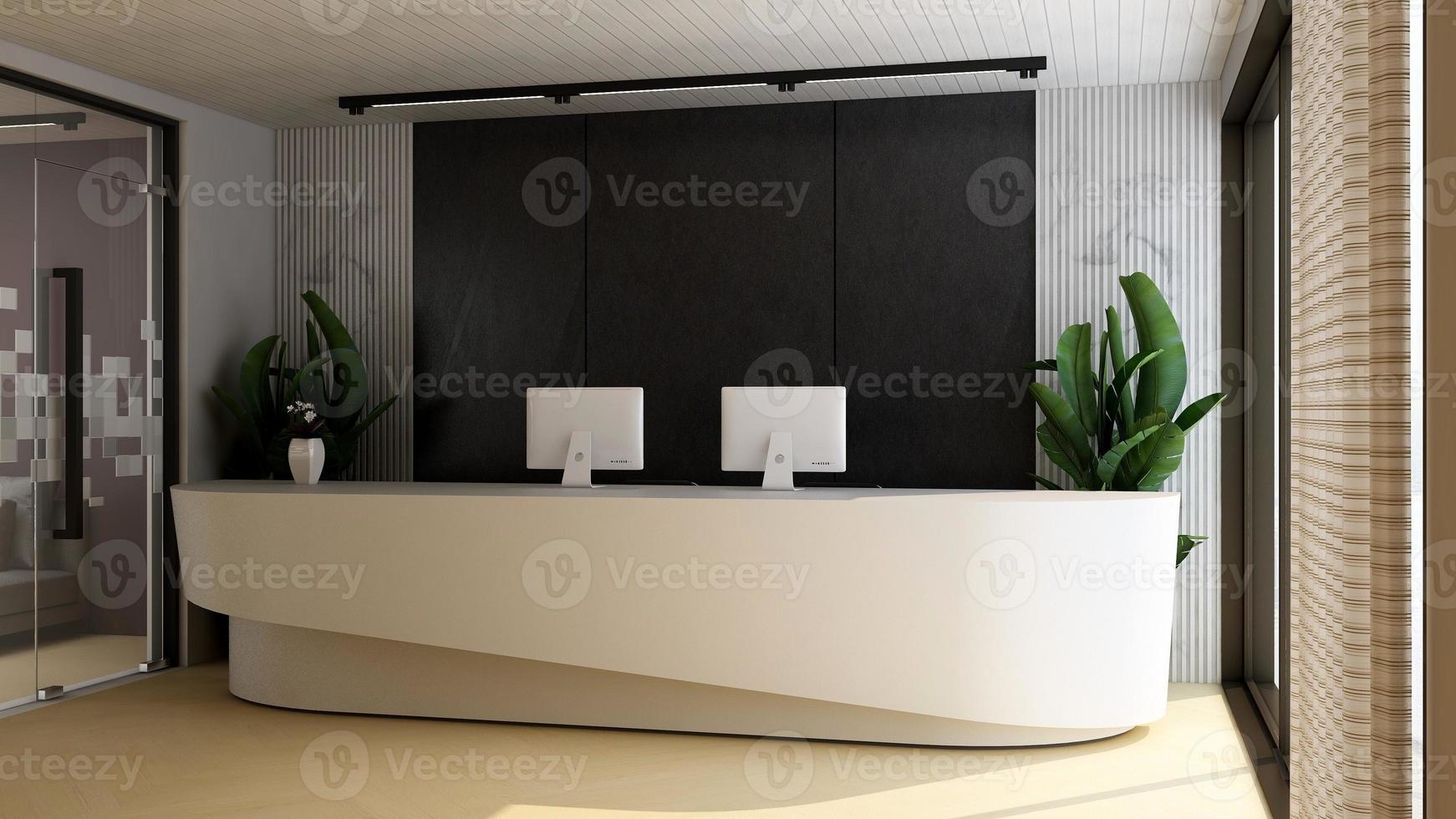 3D Render Reception Room - modern minimalist interior design concept photo