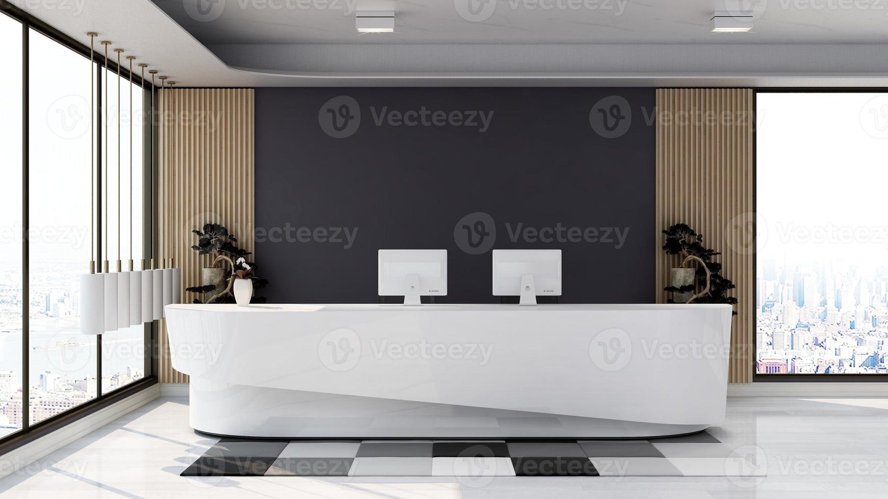 3D Render Reception Room - modern minimalist interior design concept photo